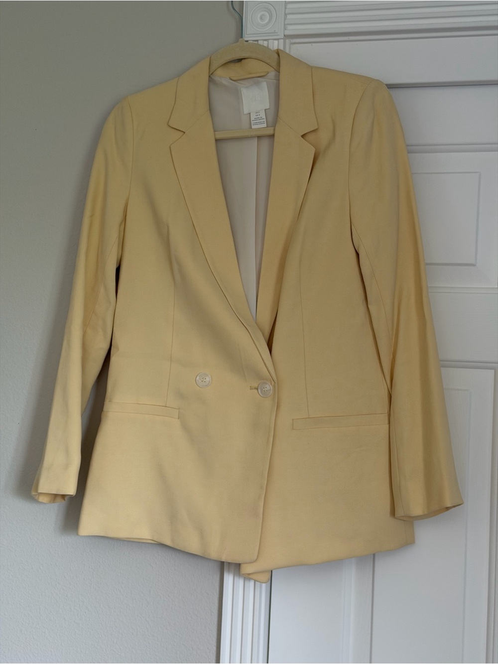 H&M Pale Yellow Single-Breasted Blazer